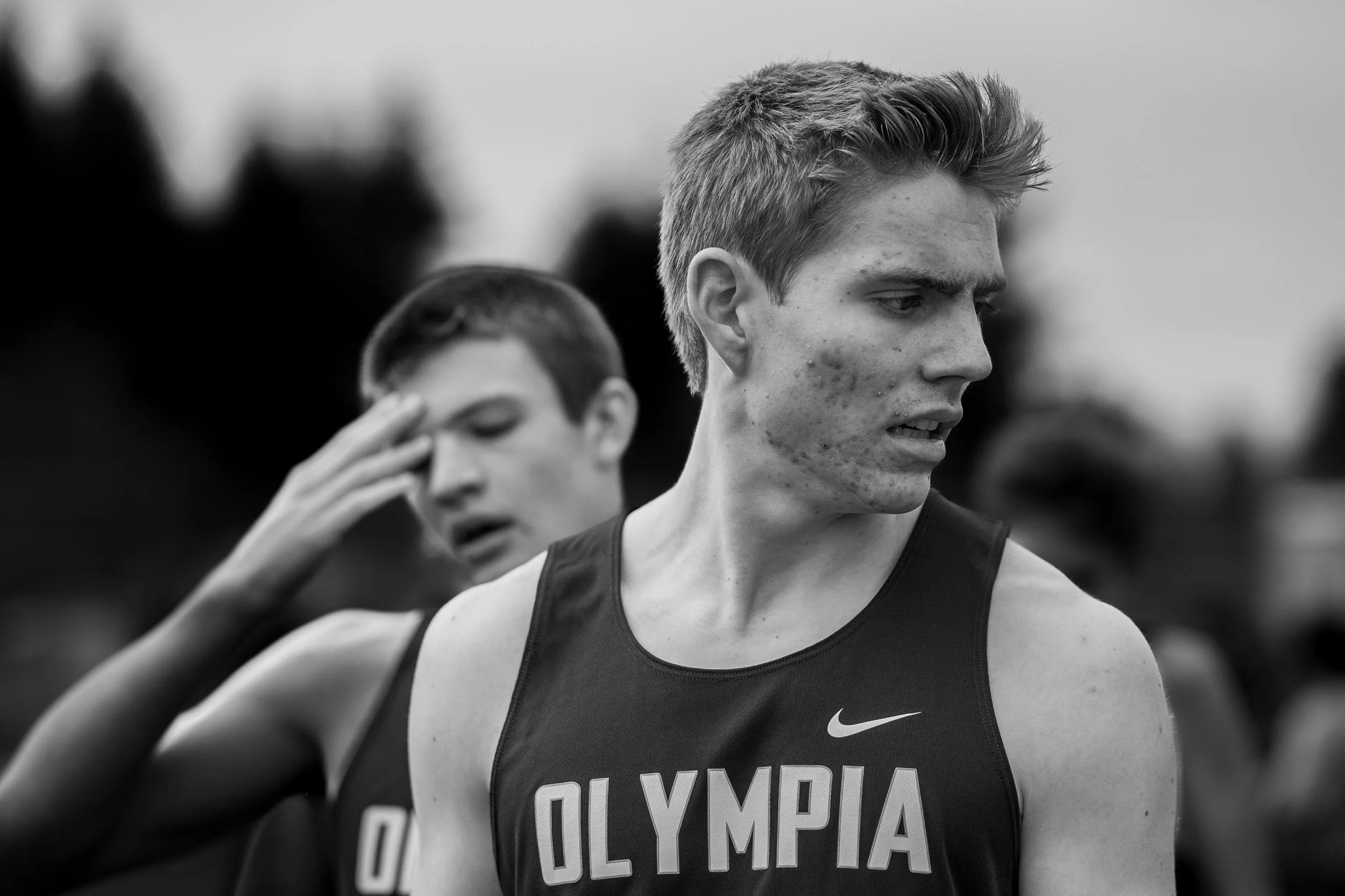 Editorial portrait of Caden Durocher, Olympia High School track athlete.