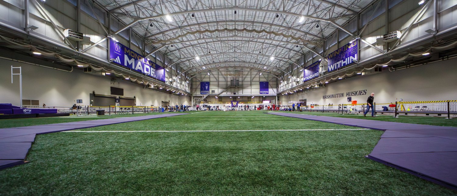 Interior of the Dempsey Indoor athletic facility at the University of Washington