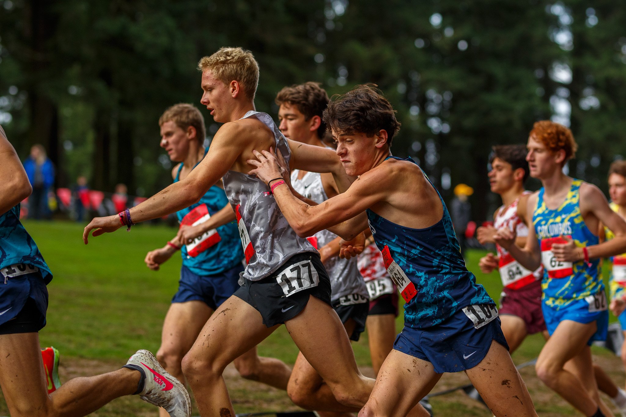 The sprawling, muddy terrain of the Glendoveer Golf Course setup for the 2025 Nike Cross Nationals in Portland.