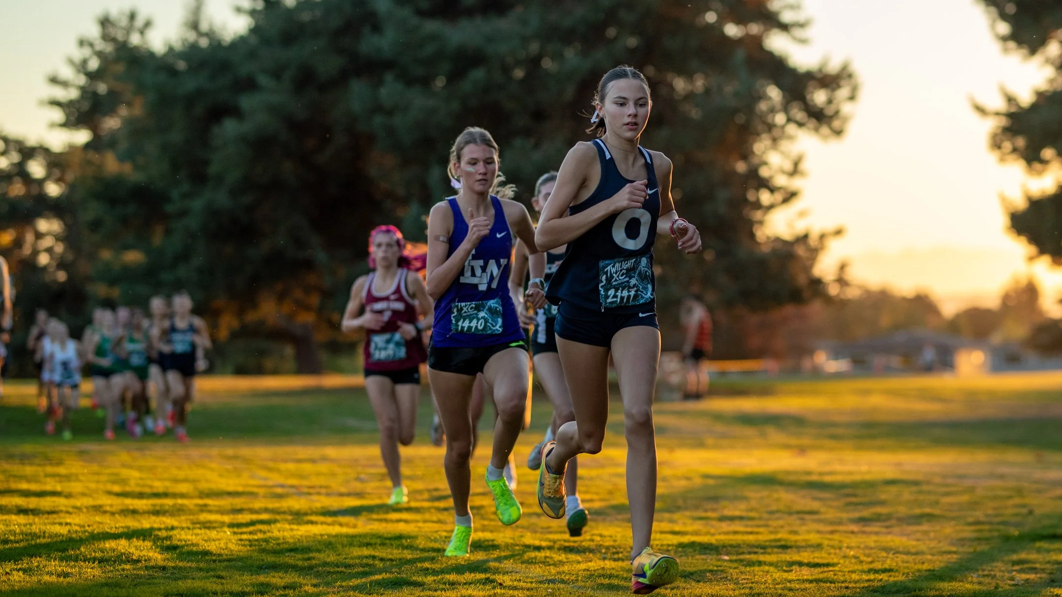 Leah Hennen racing in the SPSL 4A cross country season, Fort Steilacoom Park, Lakewood WA