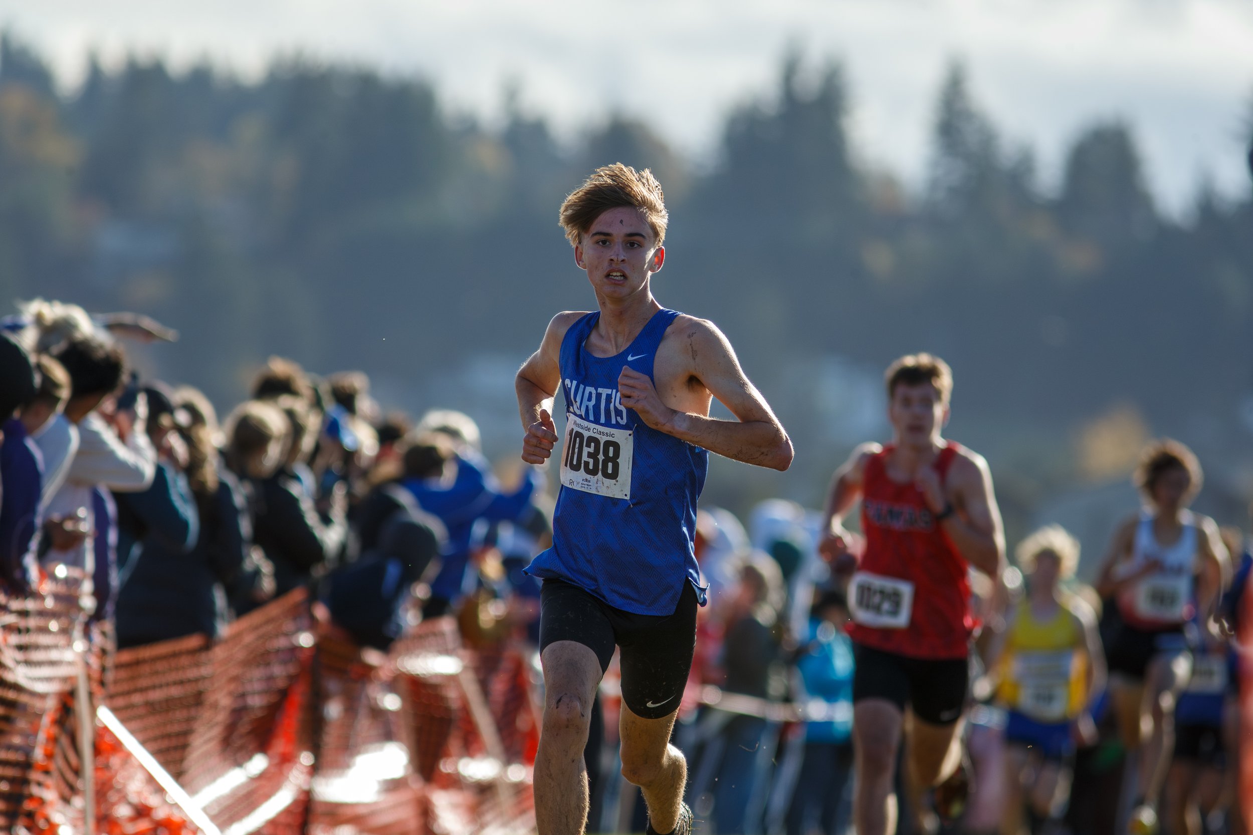 Asher Pepin competes for Curtis High School at the Westside Classic, fall 2025.