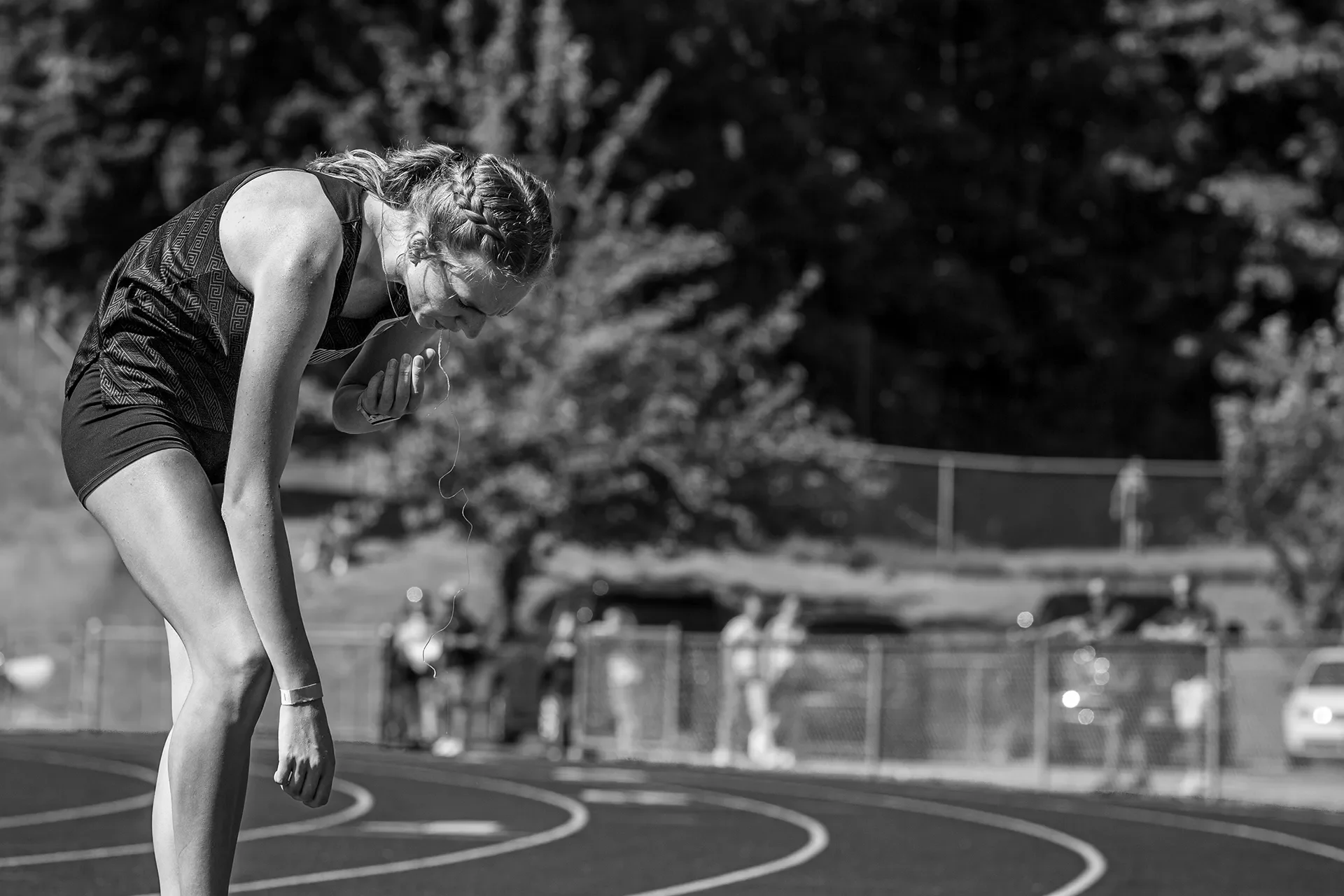 Ella Koch of Union focused before racing at the 2026 district championships