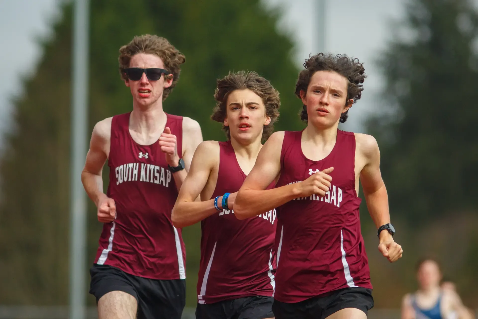 South Kitsap High School track athletes competing in the 1600m run at Ingersoll Stadium.