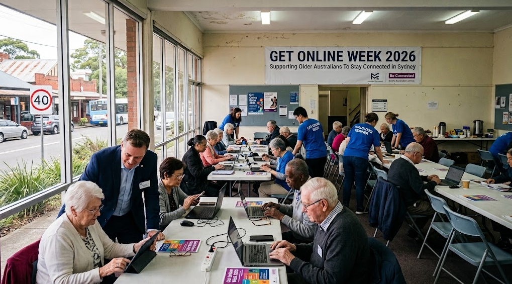 Robert Windsor and Meta Connects community trainers guiding seniors during Get Online Week 2026