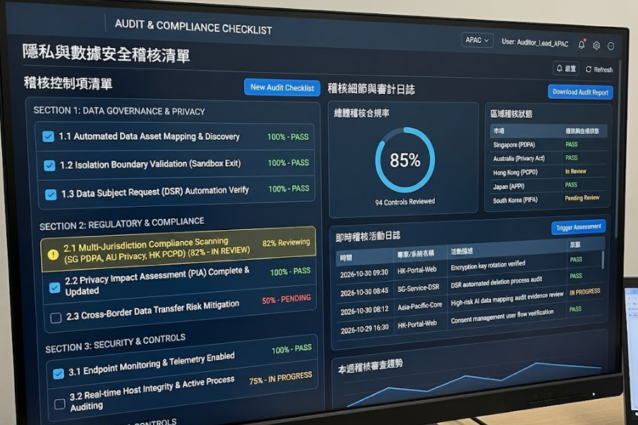 China CAC audit checklist and compliance assessment dashboard