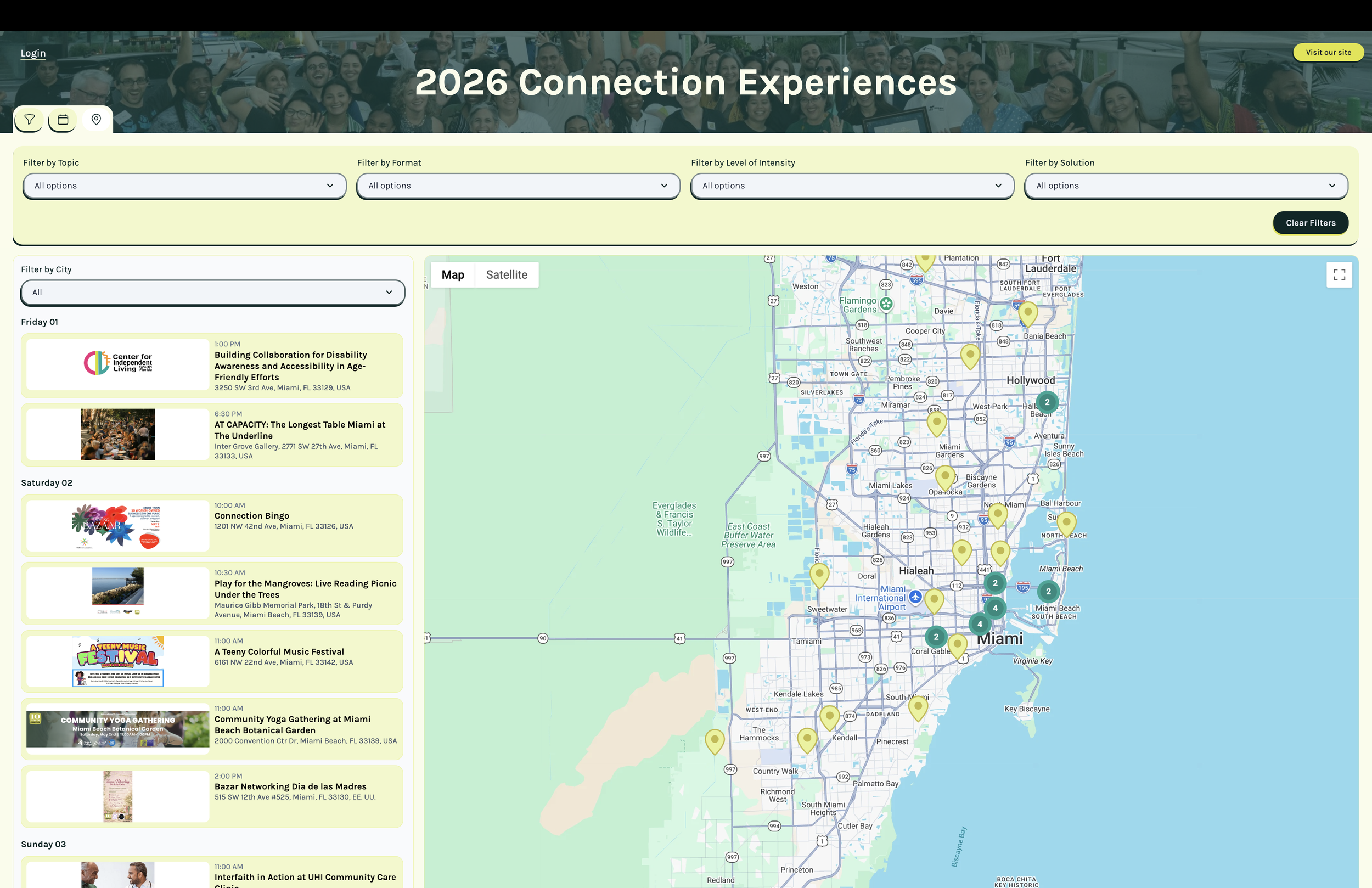 The Connection Platform, where visitors could browse and filter every 10 Days of Connection experience