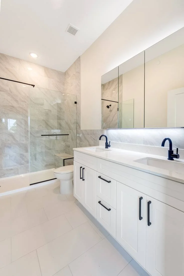 Primary bathroom with glass shower