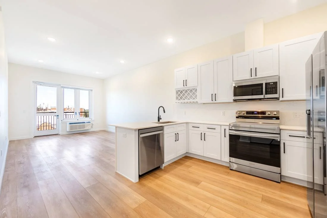 Open kitchen and living area