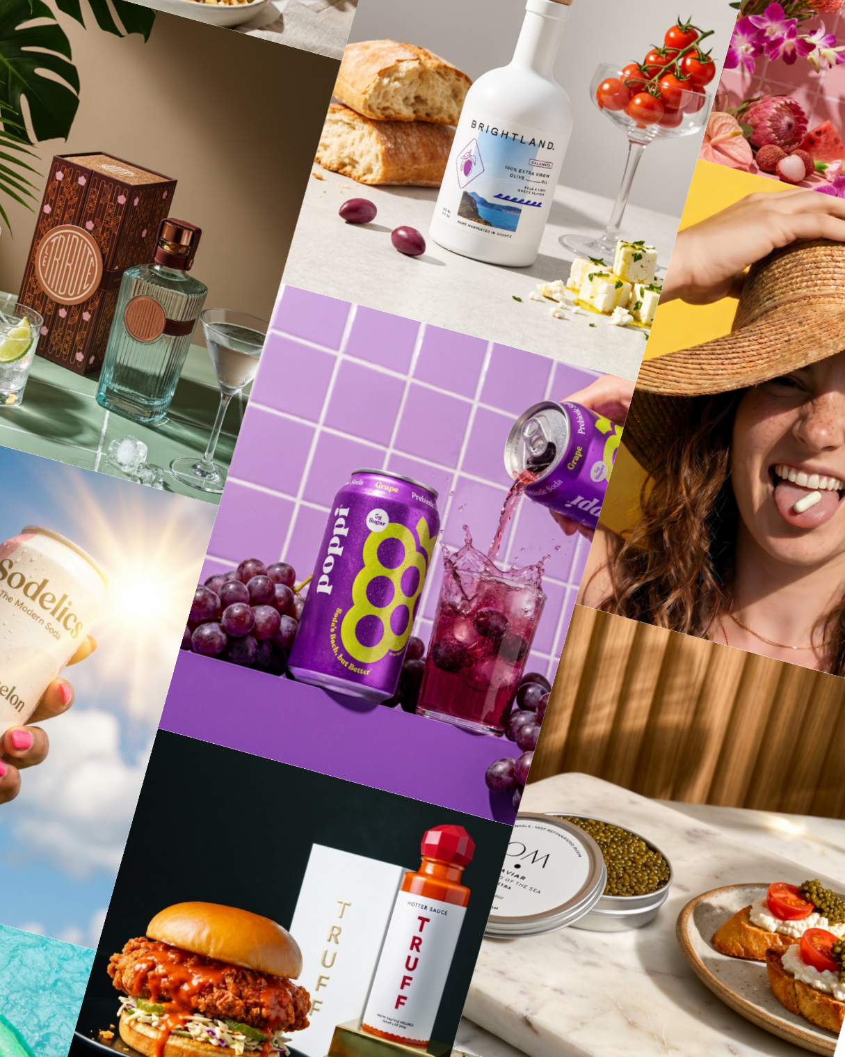 Grid of AI-generated CPG product photography