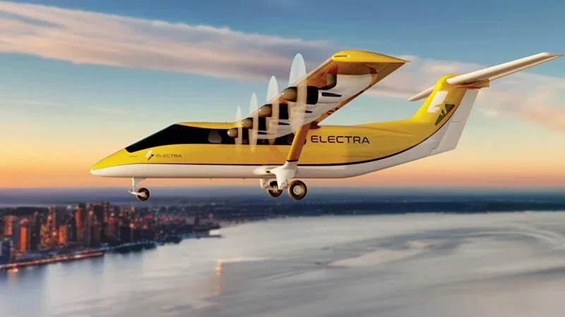 Electra aircraft flying