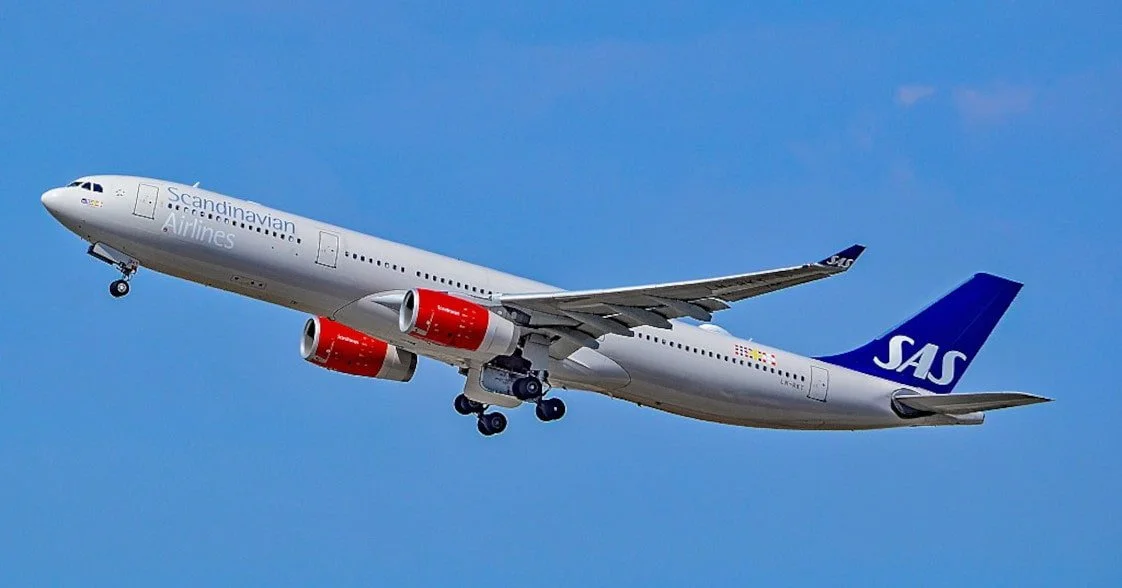 Airbus A330 in flight representing SAS Copenhagen Mumbai inaugural service
