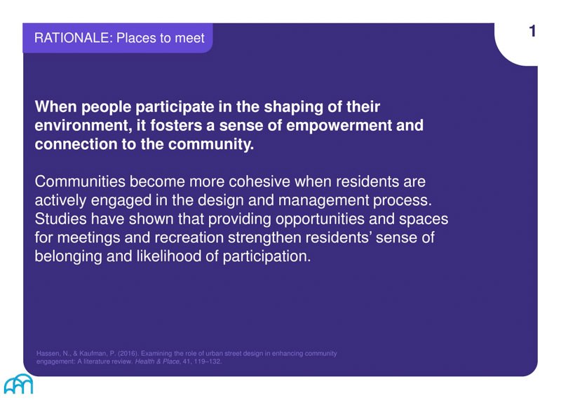 Rationale: Text slide about how participation in design leads to empowerment and community cohesion.