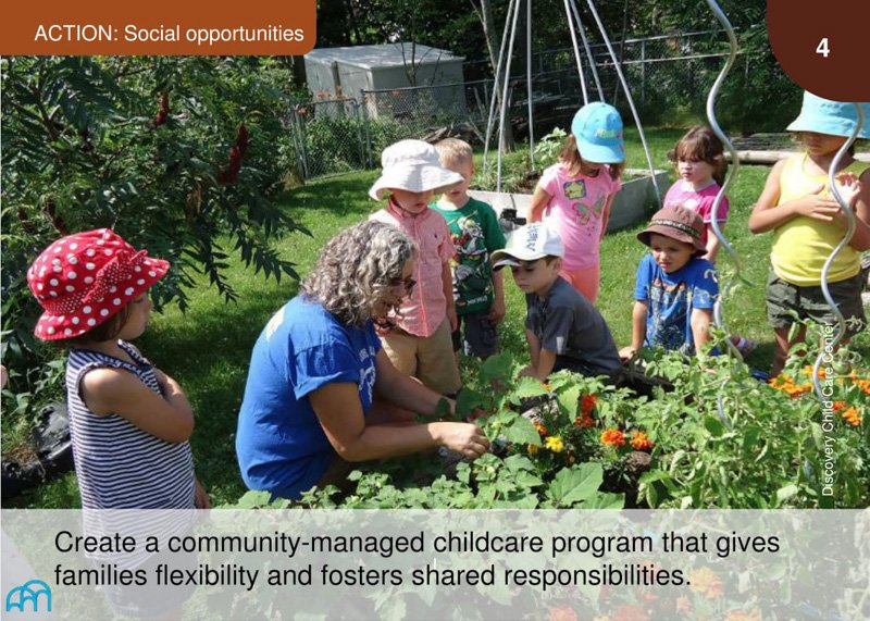 A visual representation of a community-managed childcare program, suggesting a way to foster shared responsibilities among families.