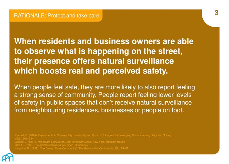 Text slide discussing the community safety benefits of resident and business owner street surveillance