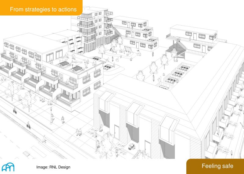 Overview of an urban housing development integrating strategies for a safe community environment