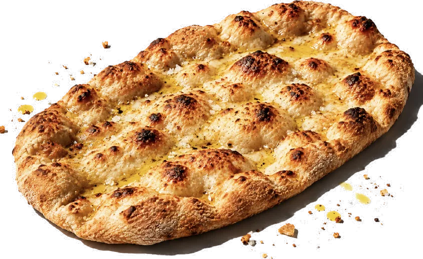 Original pinsa base, golden and bubbly
