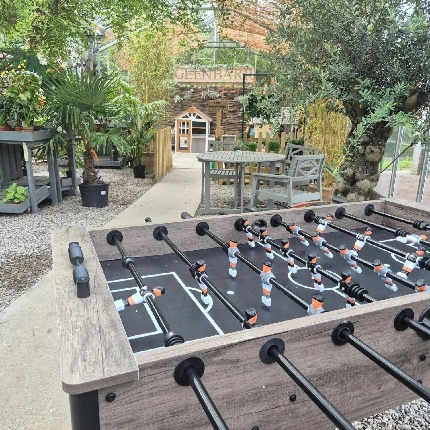 Table football in the greenhouse