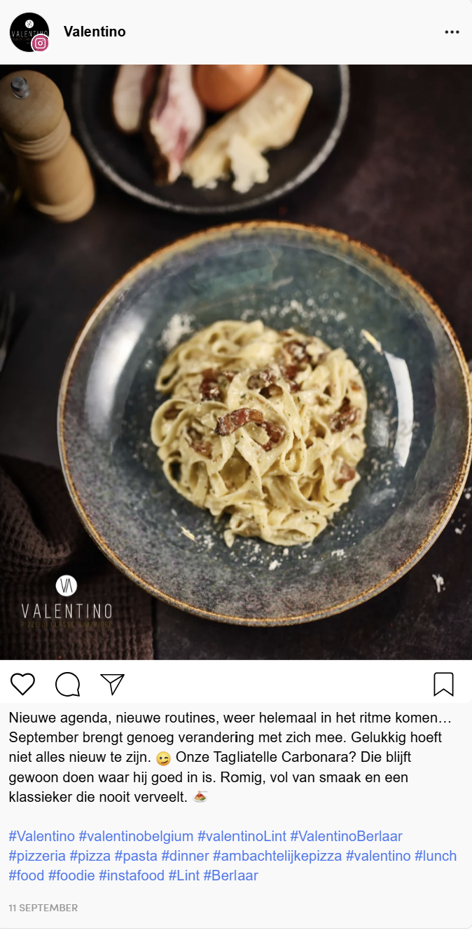 Socialmediacontent voor Valentino