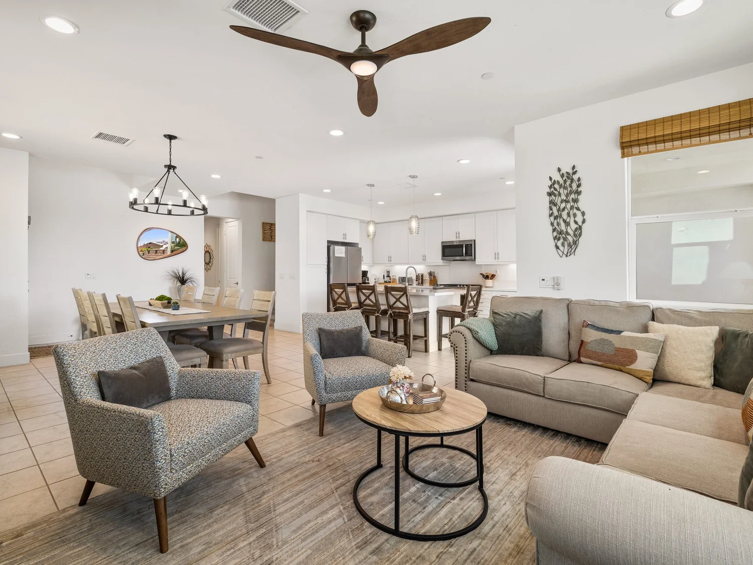 A furnished living and dining room in an Indio home