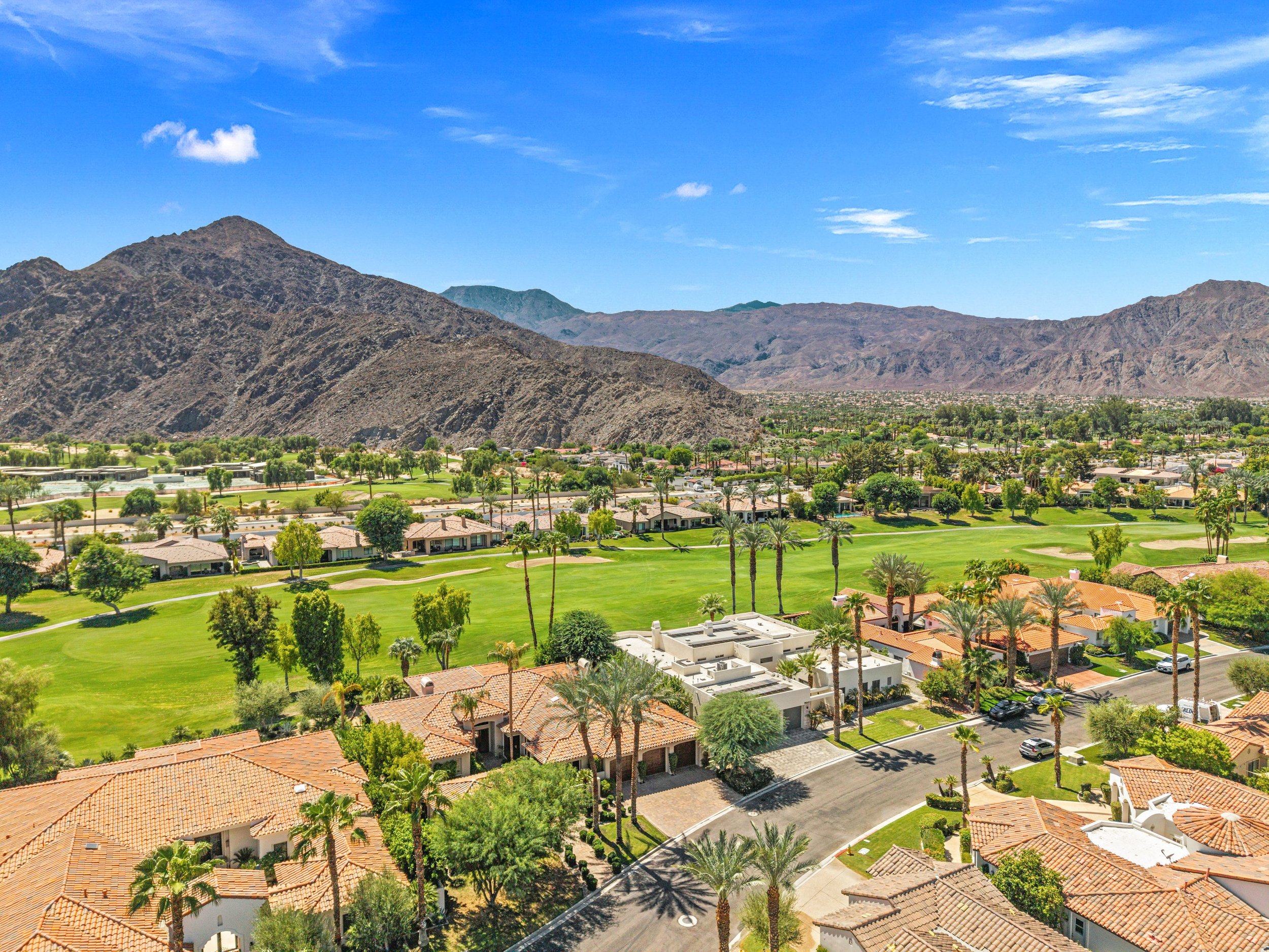 Golf course homes in La Quinta below the Santa Rosa Mountains