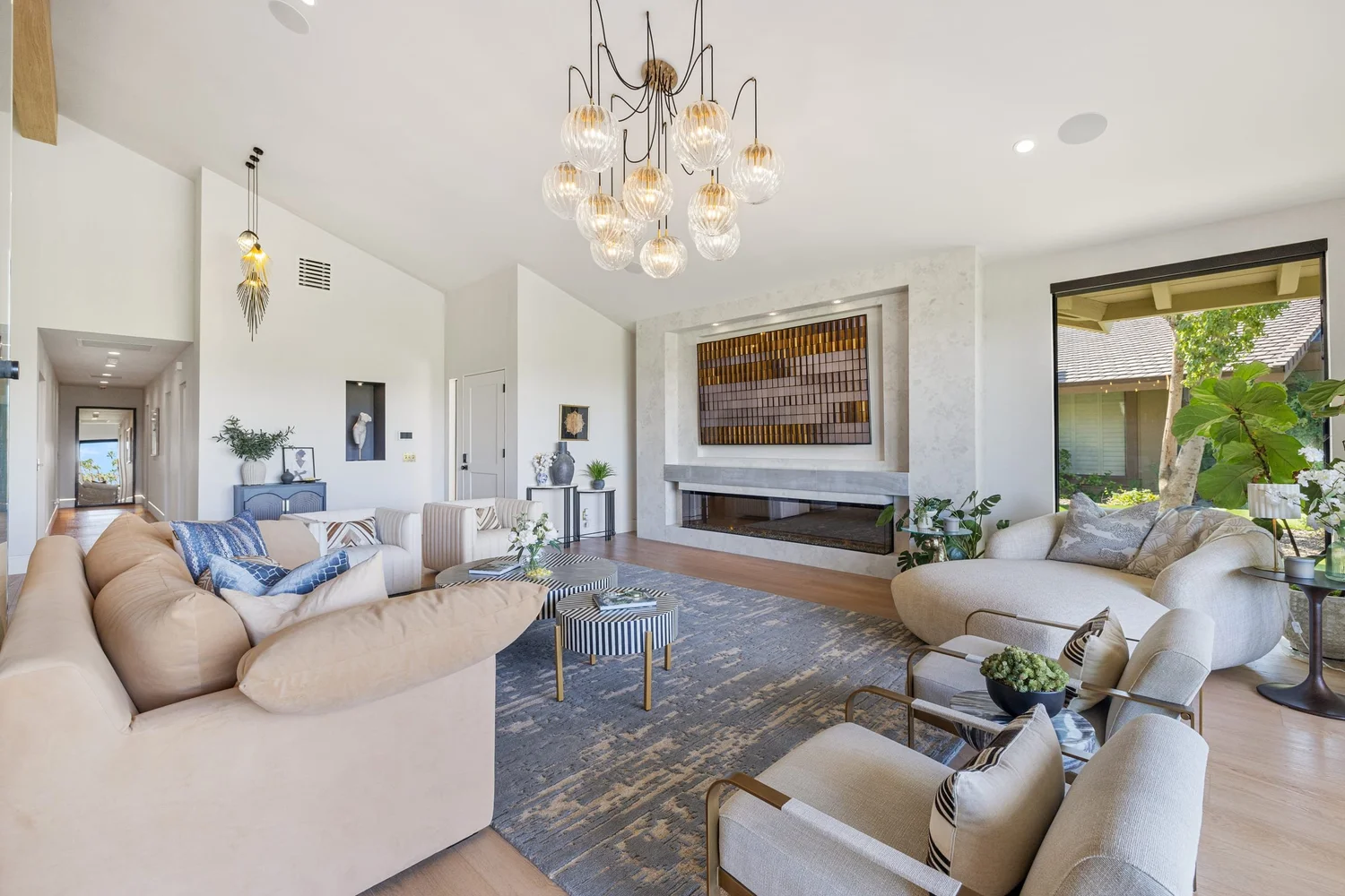 A furnished living room in a Palm Desert home