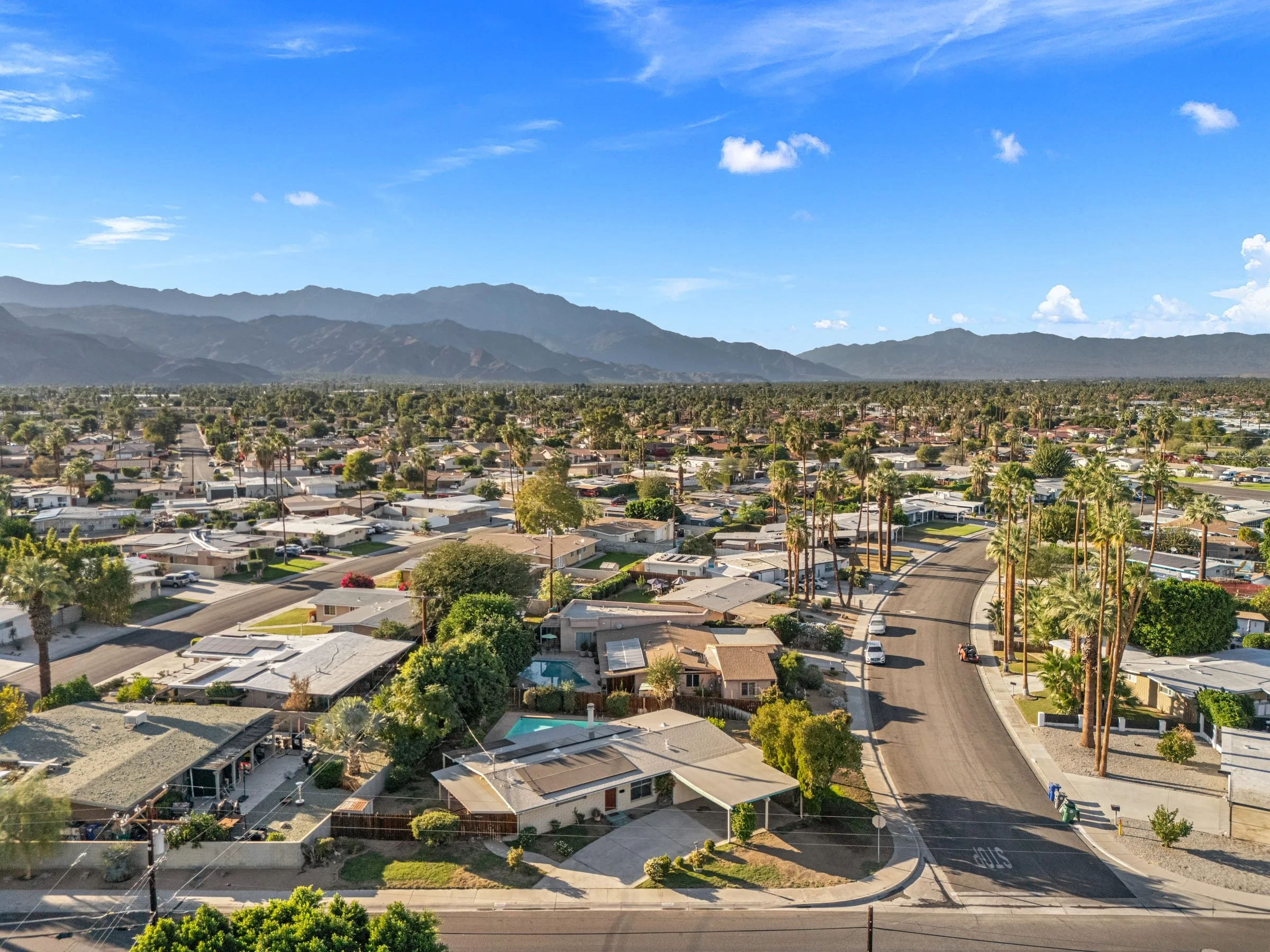 Central Palm Desert from the air, toward the Santa Rosa Mountains