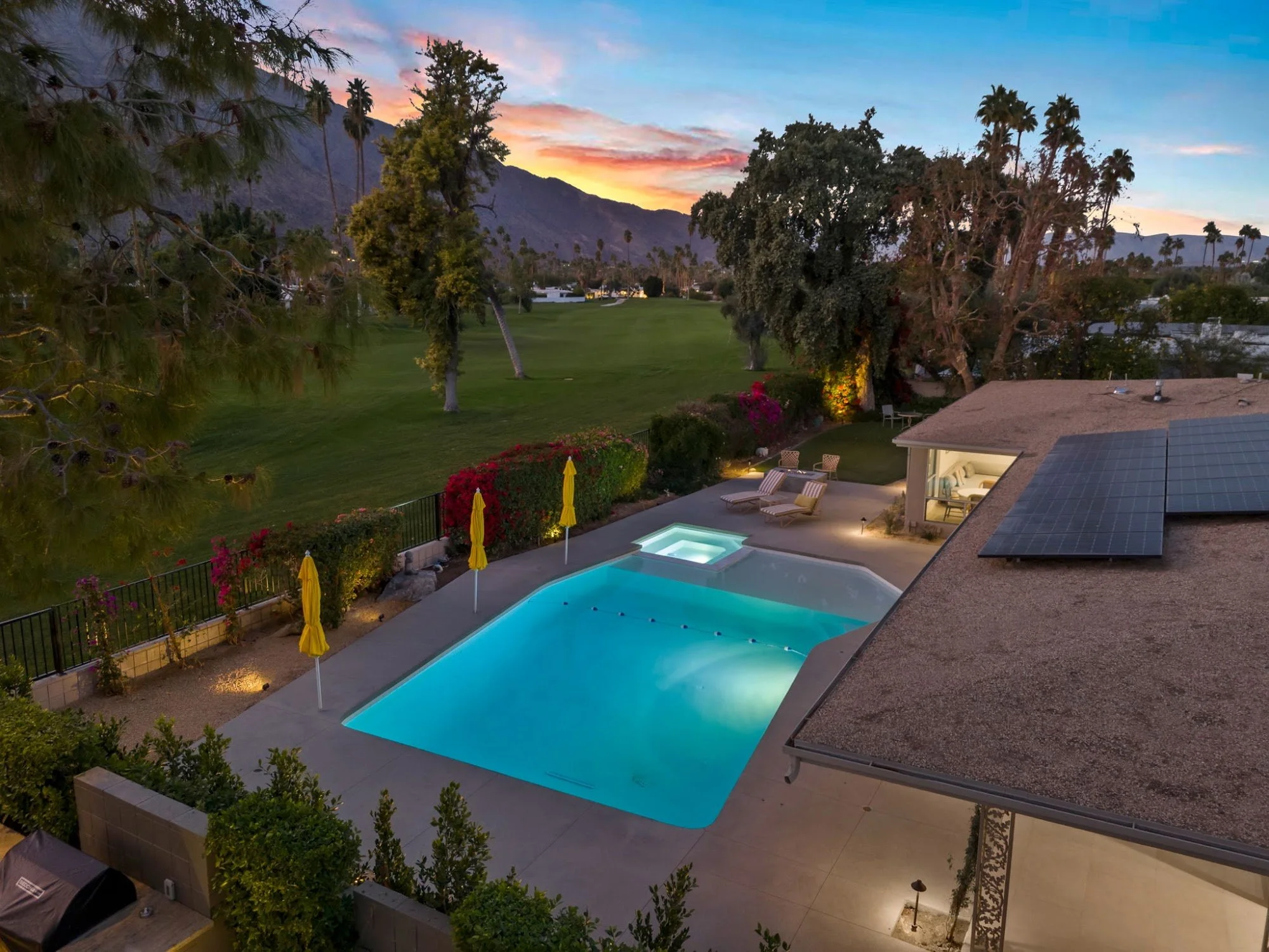A home we manage on Yosemite Drive, Palm Springs, at dusk