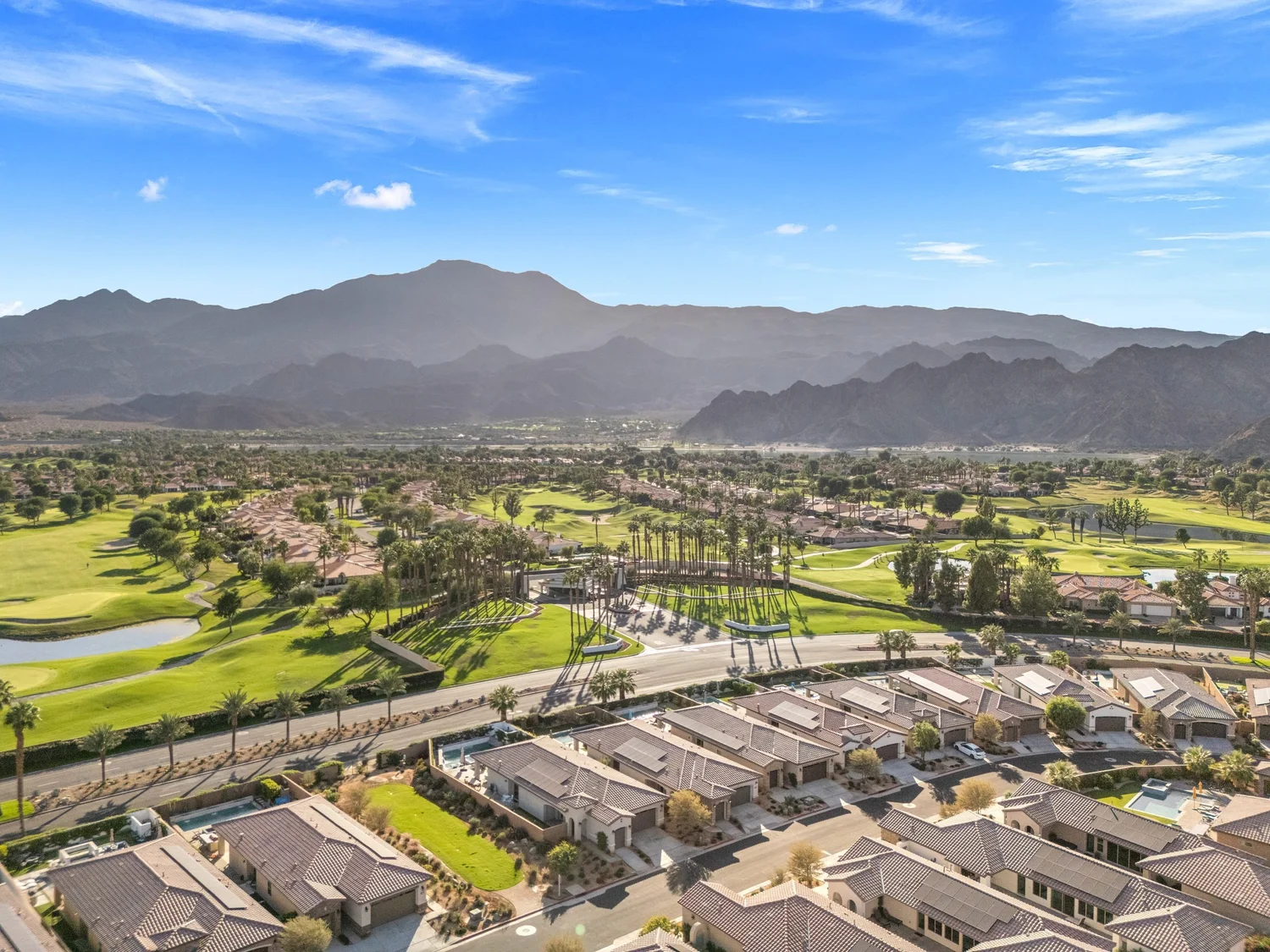 Homes along a La Quinta golf course, toward the mountains