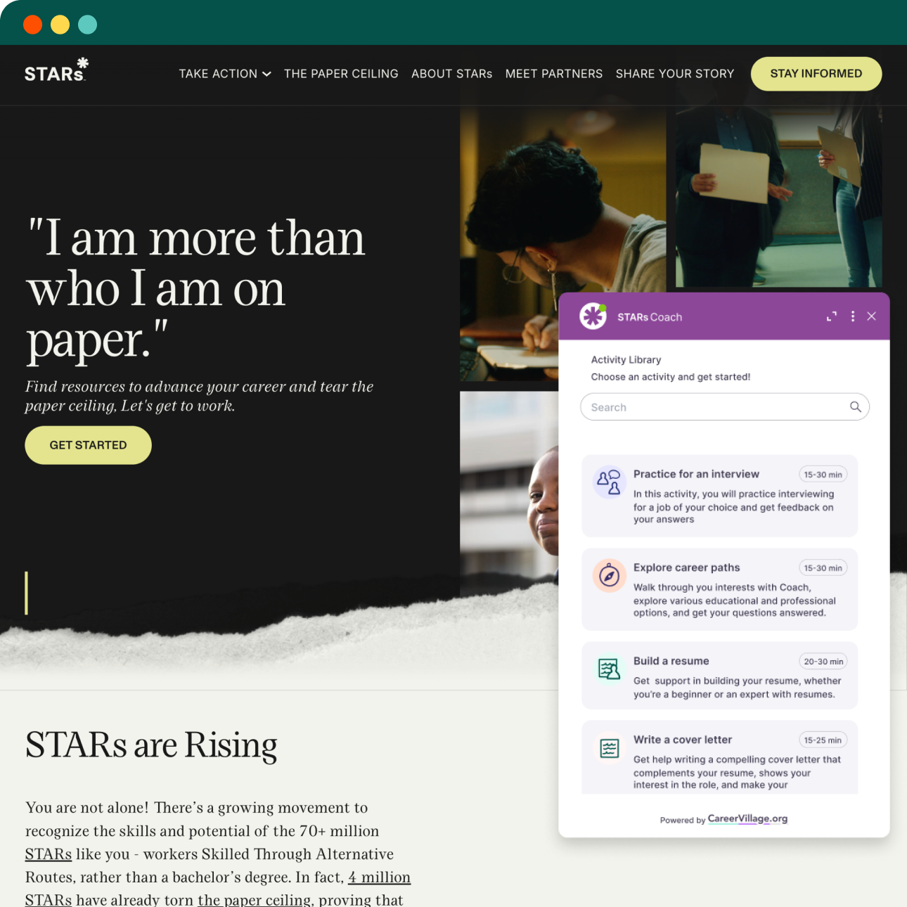 Customized Coach widget on Tear the Paper Ceiling website