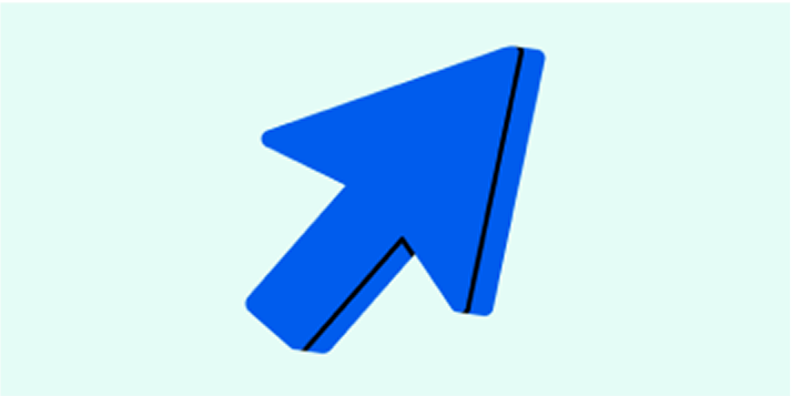 illustration. Blue arrow pointing up and right.