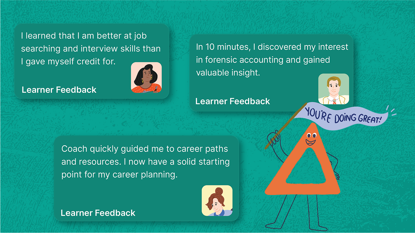Collage image. Effective job search module page as background. Activity tiles in foreground.