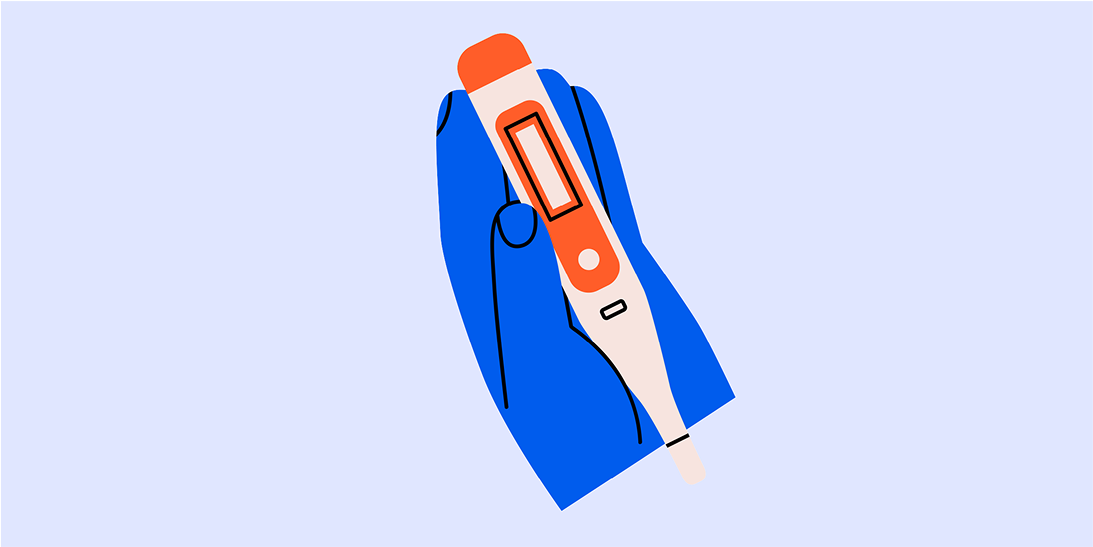 hand holding thermometer