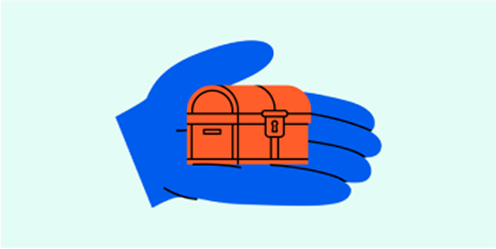 hand holding locked chest