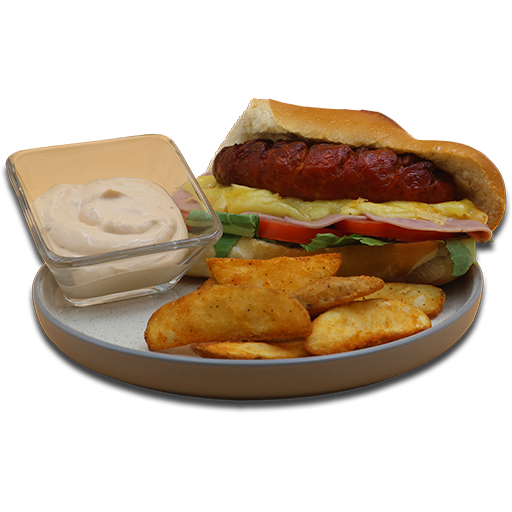 Choripan con crema de Chipotle