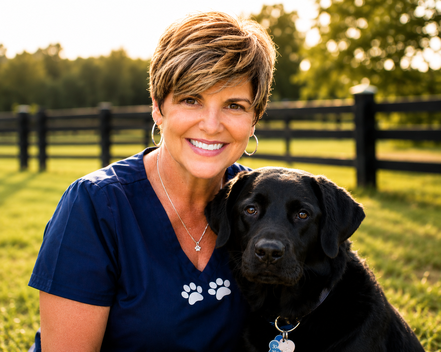 Jill Beane, Founder of Just Paws and Enjoy Life, with her dog Manny