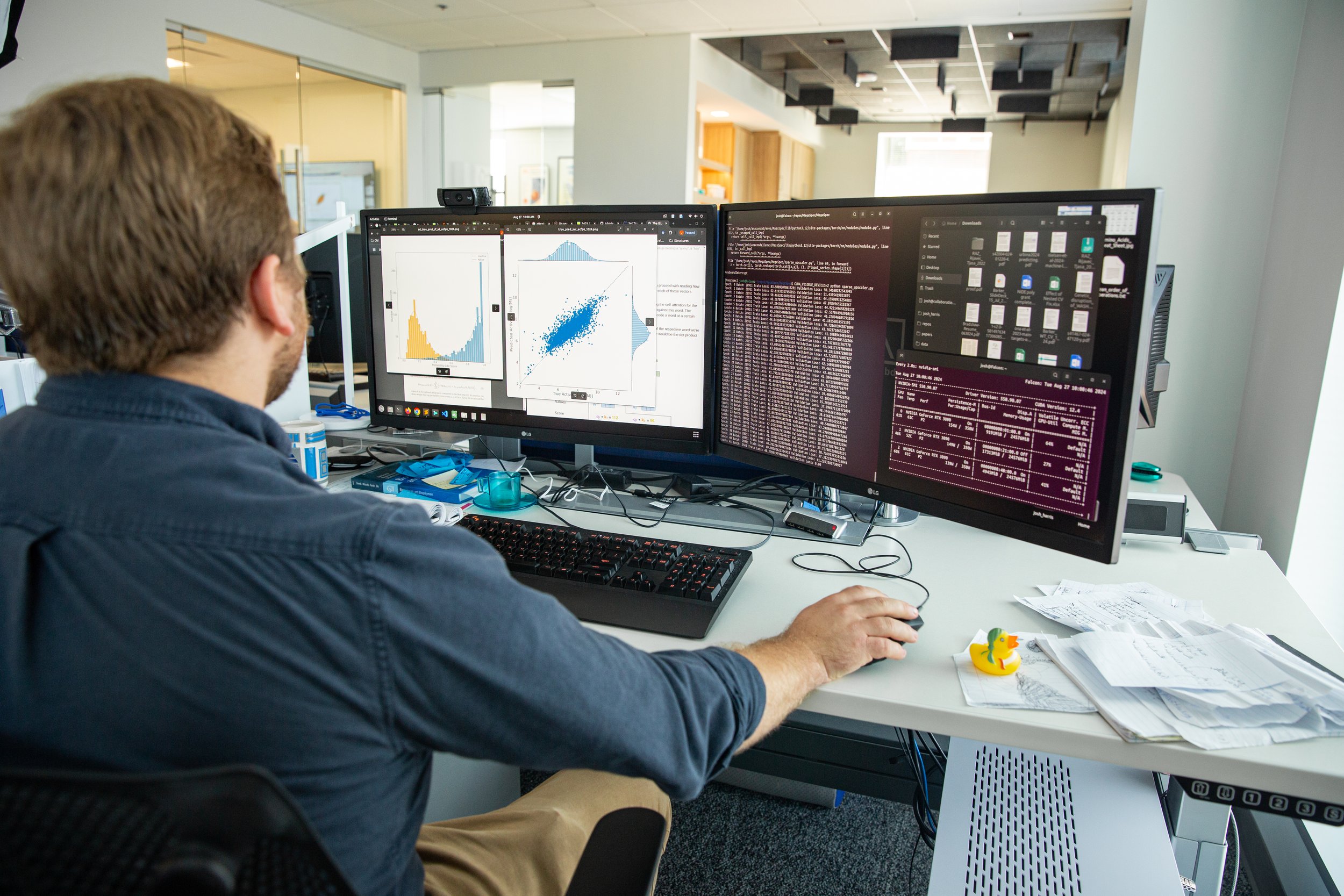 Dr. Josh Harris performing machine learning on desktop computer