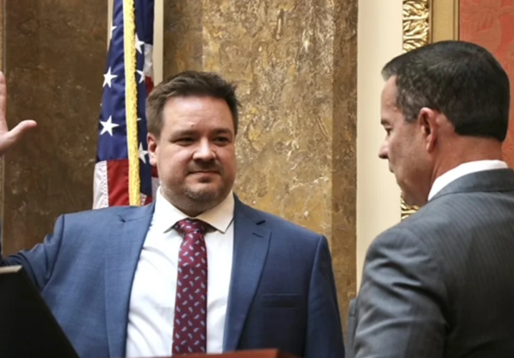 Matt MacPherson being sworn in to represent House District 26