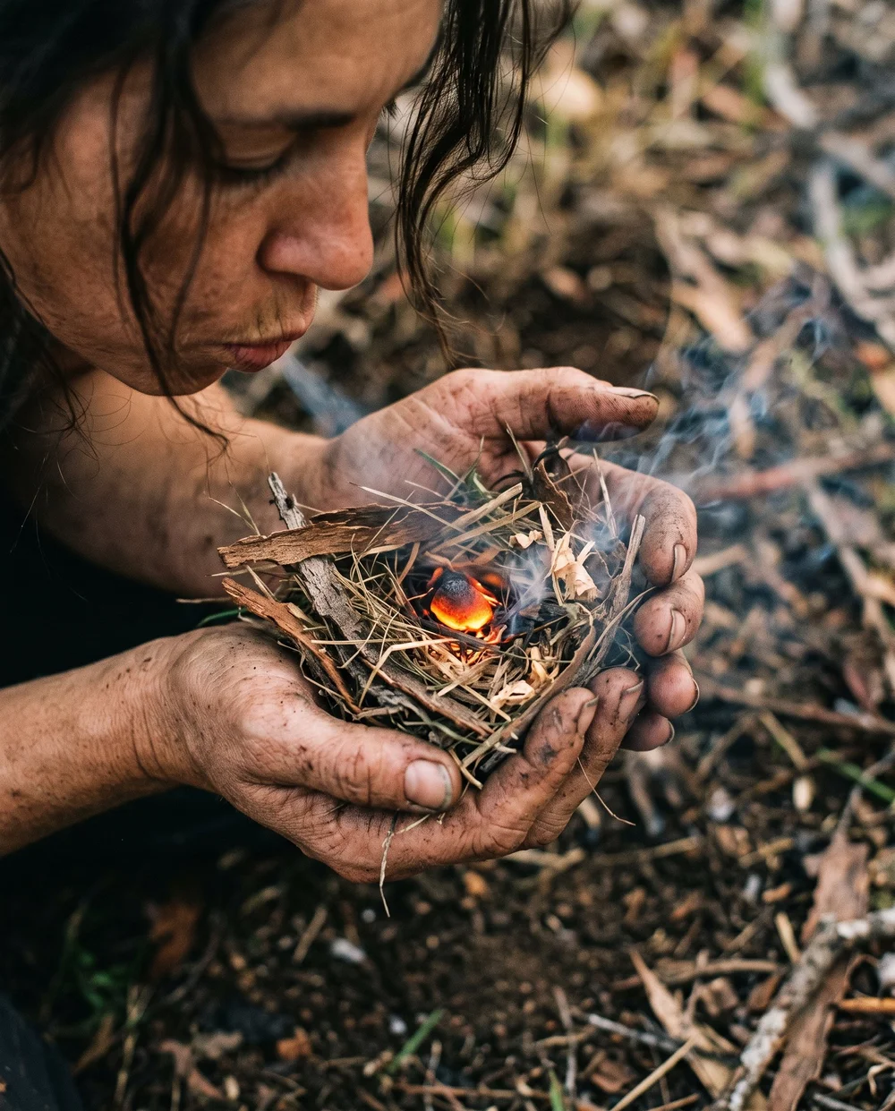 Hand drill fire-making