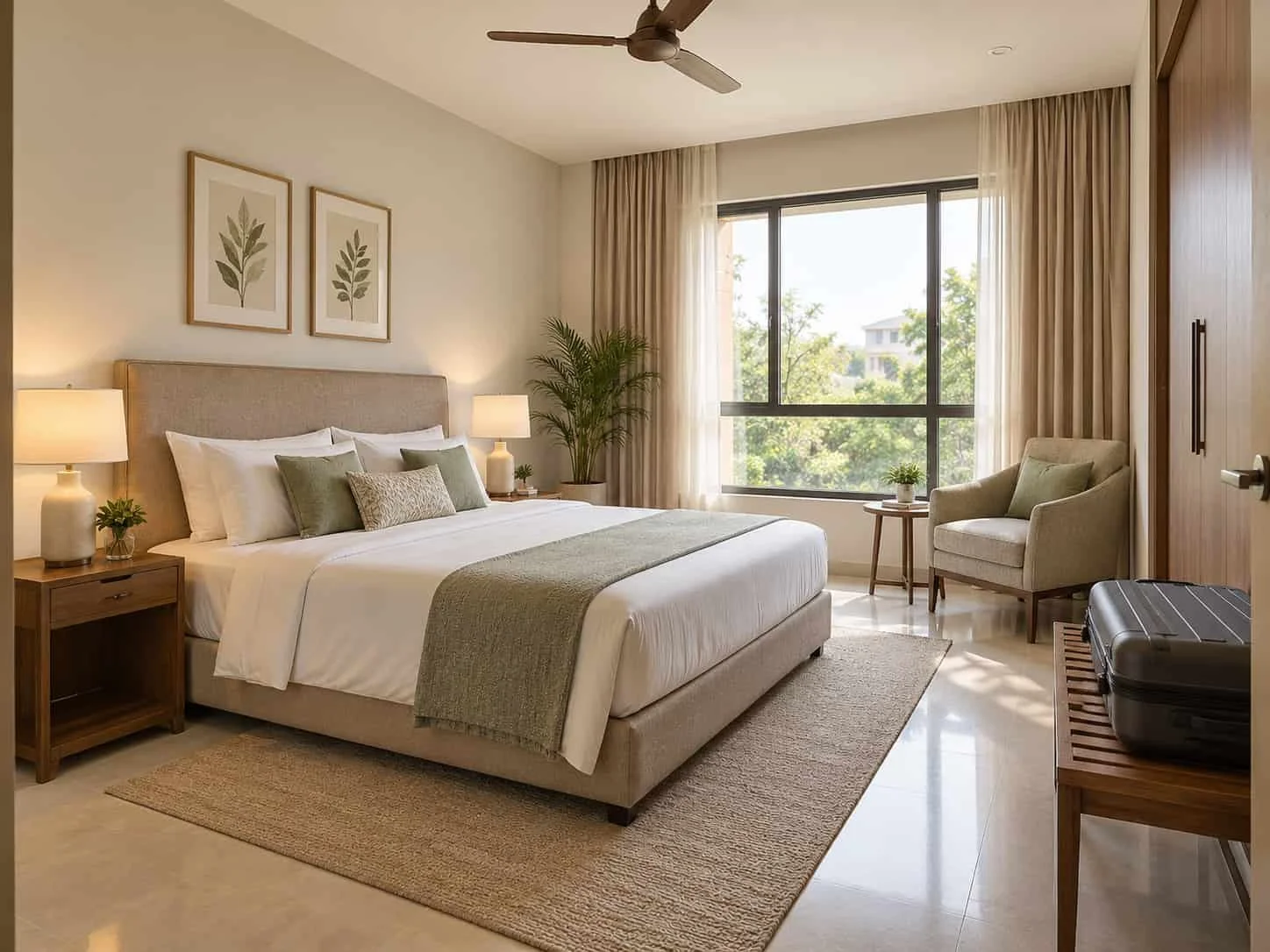 Guest bedroom with flexible furniture