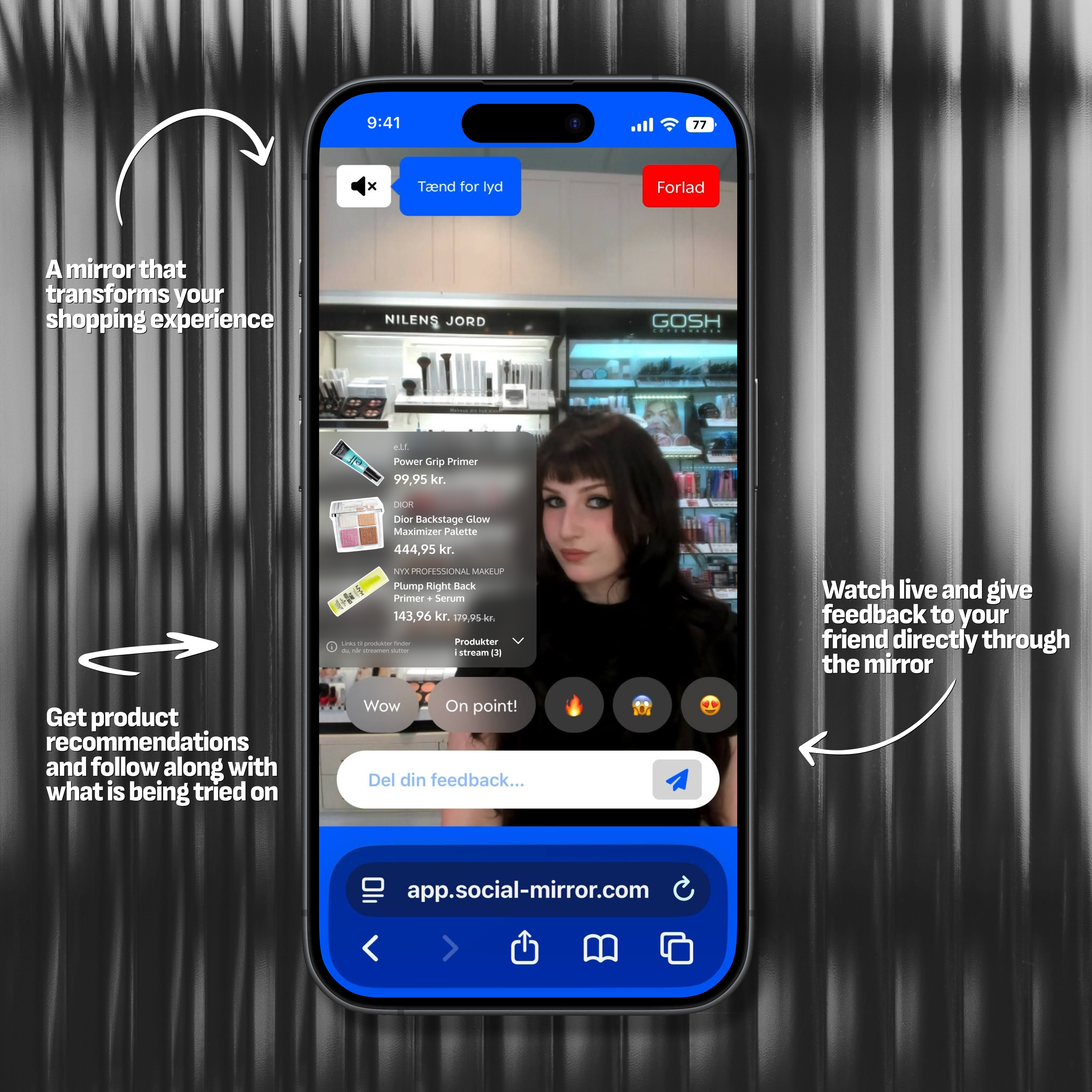 Friend watching a live try-on session with product details visible