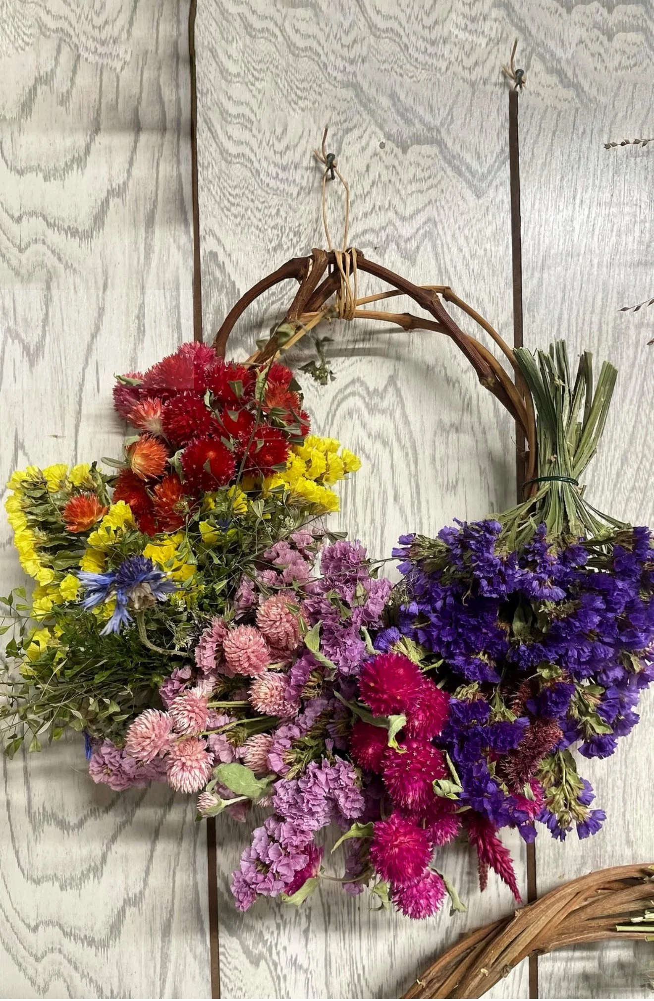 Handcrafted wreaths at Stewberry Flower Farm