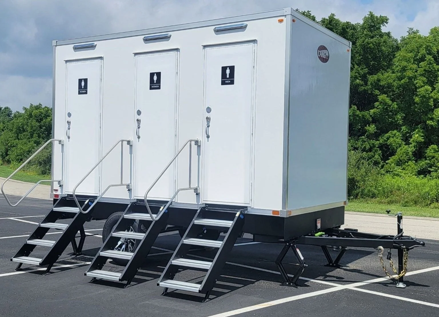 Luxury restroom trailer at a New Haven corporate event