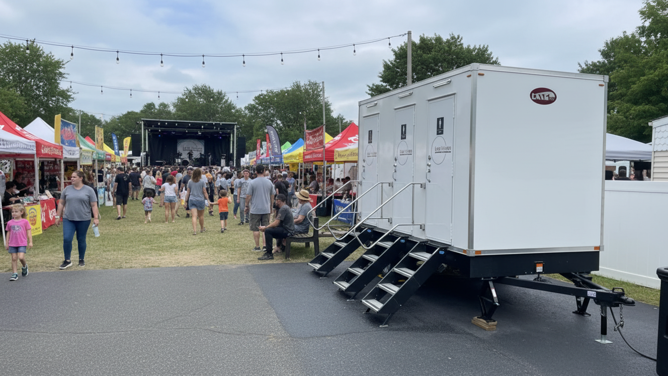 Loo Haven luxury restroom trailer at a New Haven community festival