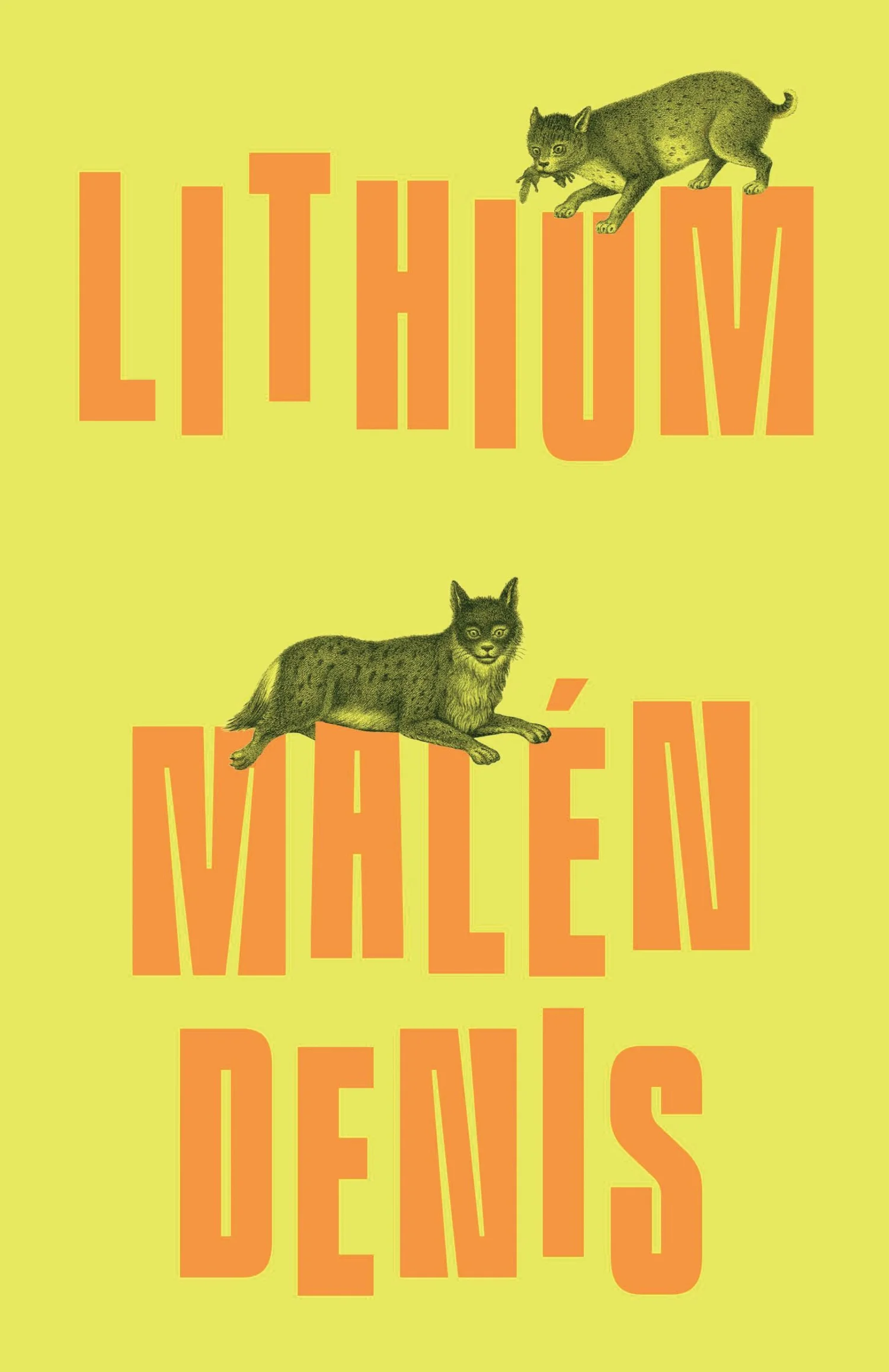 Lithium cover: orange lettering and two lynxes on yellow