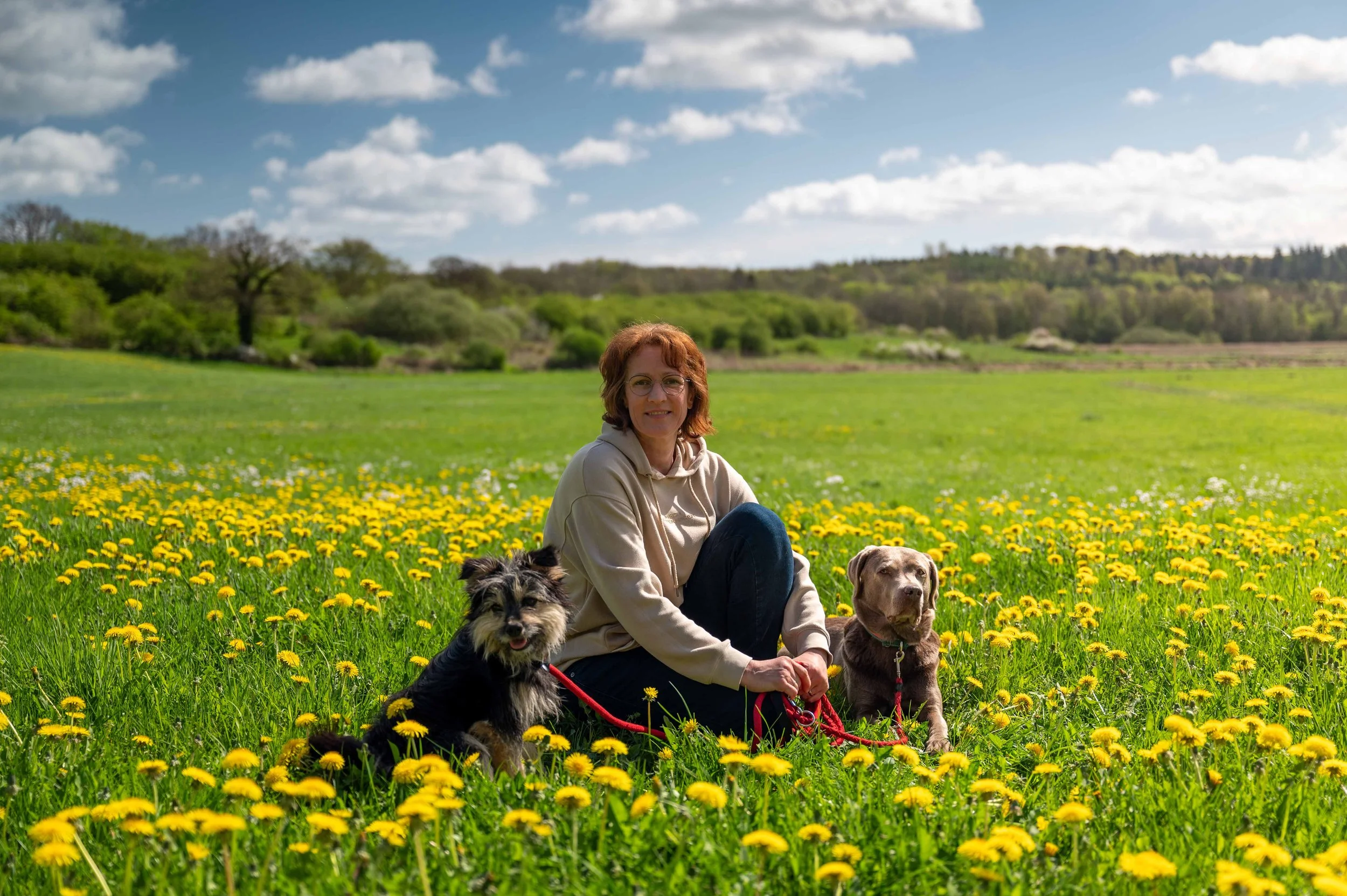 Angela mit Hunden