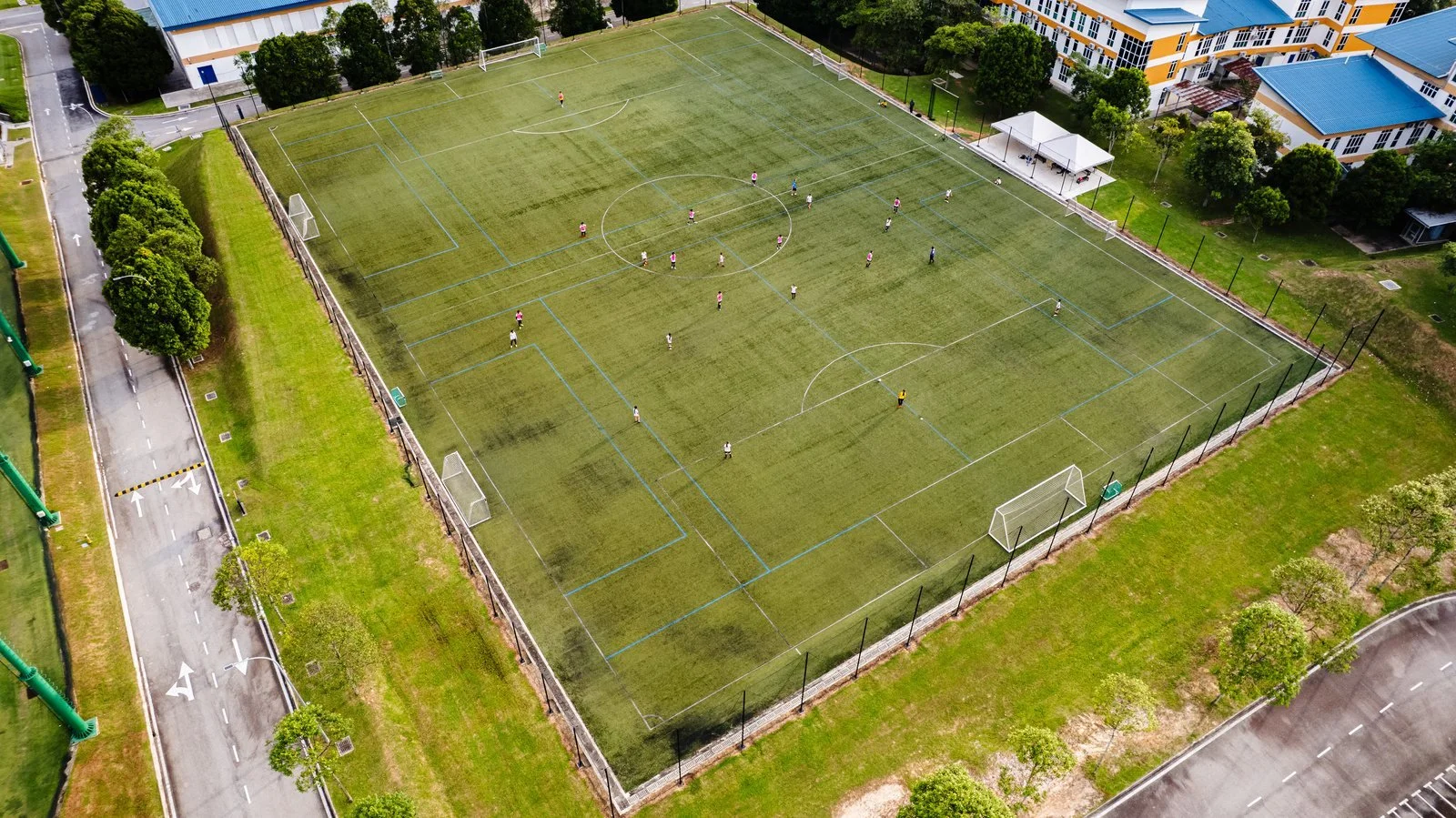 Aerial view of the football pitch at Epsom College in Malaysia