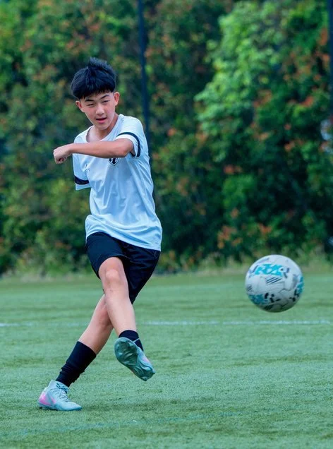 Player striking the ball