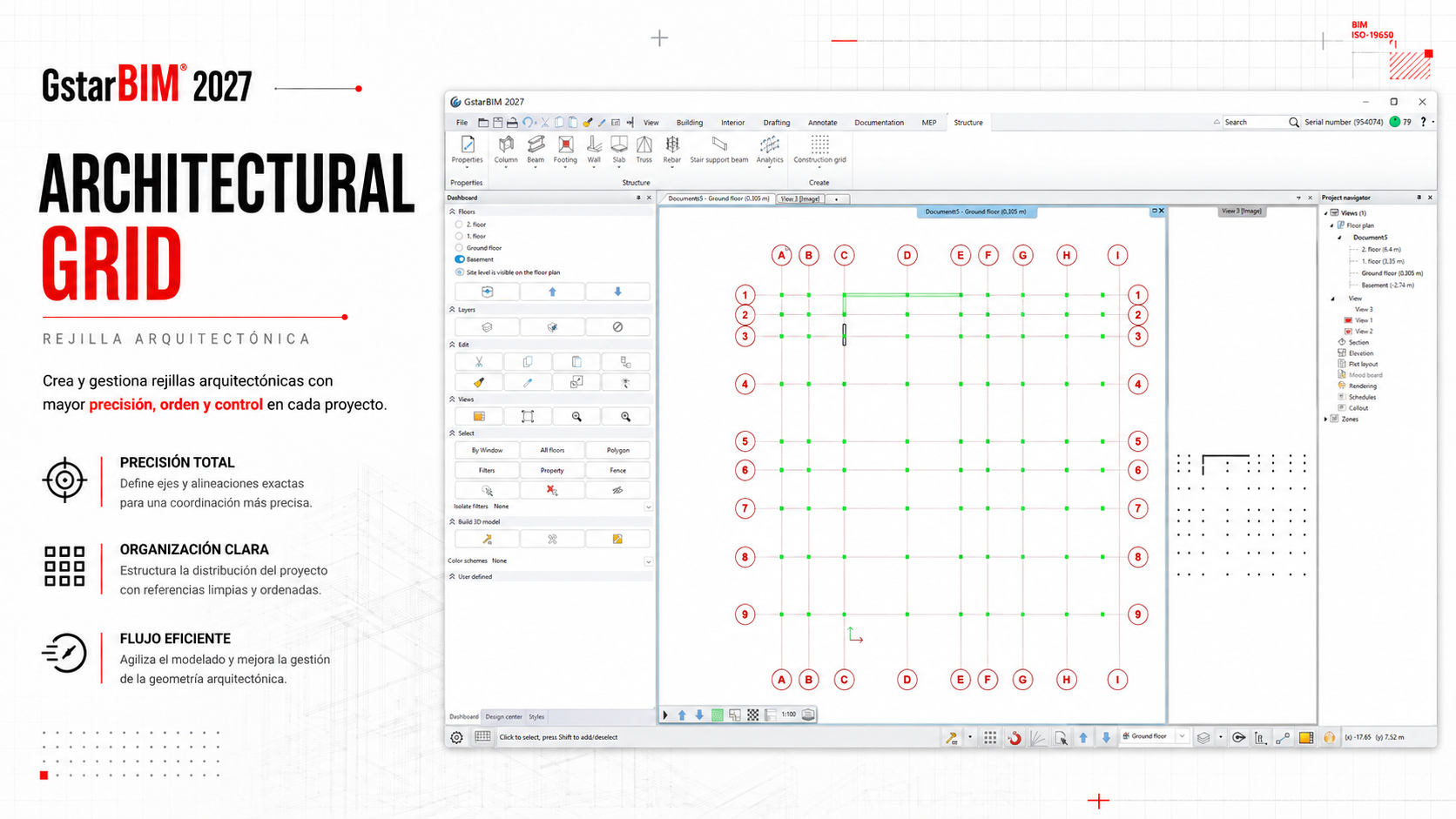 Retícula arquitectónica mejorada en GstarBIM® 2027