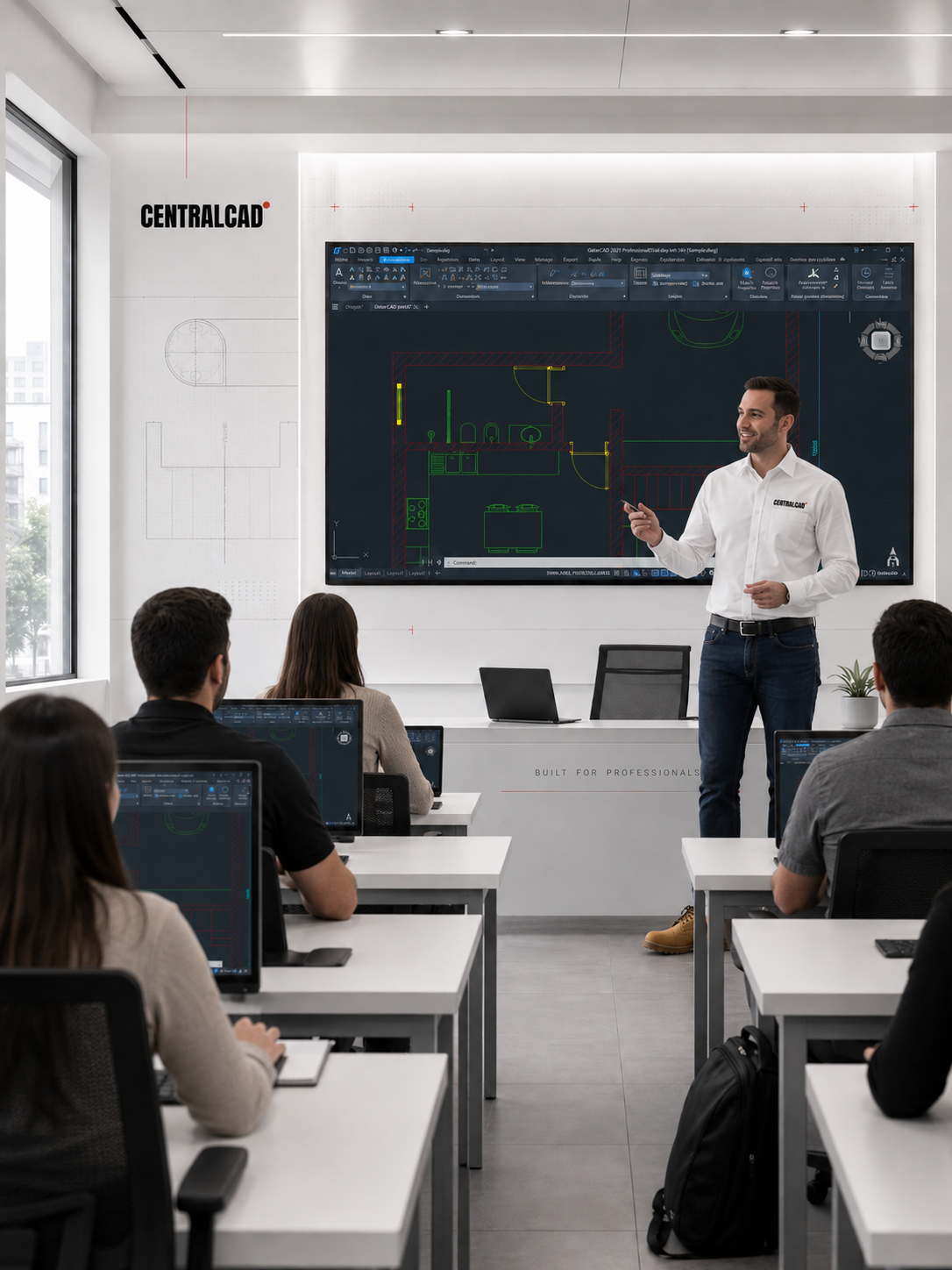 Instructor y participantes durante una capacitación de CentralCAD con GstarCAD®