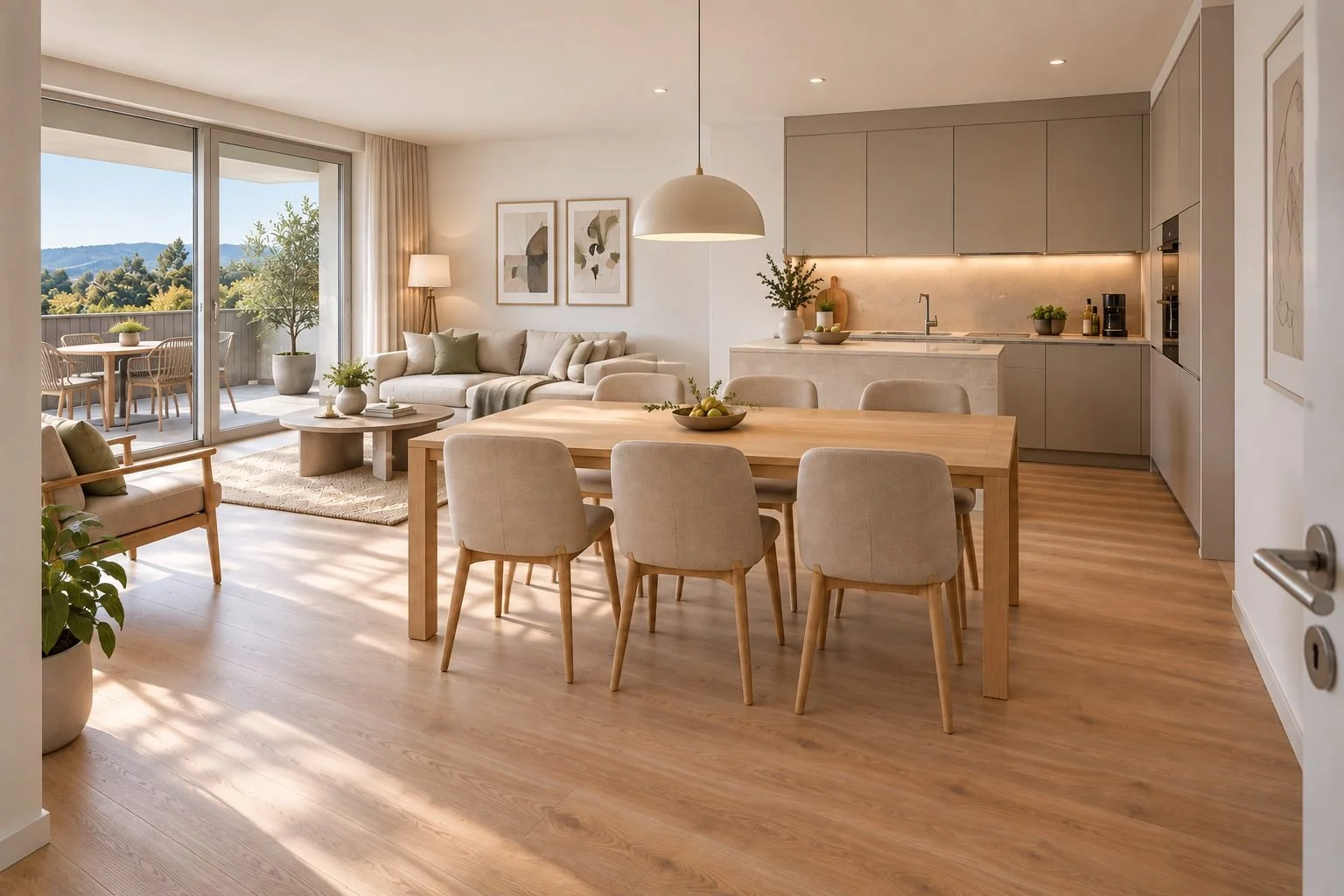 Visualisierung Wohnen, Essen, Kochen, Wohnung B05 Talberg-Park Schaffhausen